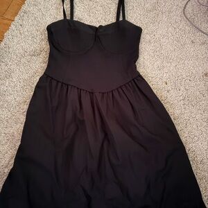 Black Spaghetti-Strap Mini Dress with Sweetheart Bodice